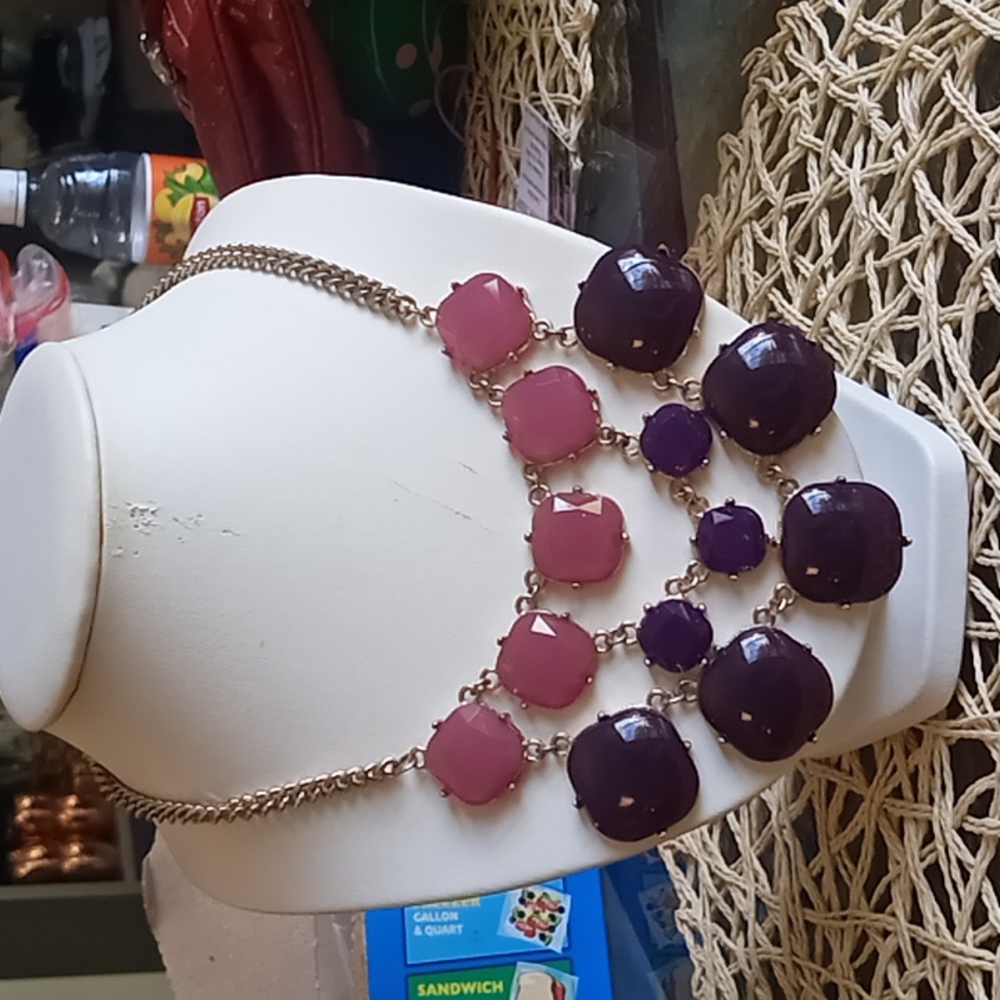 statement necklace purple and pink